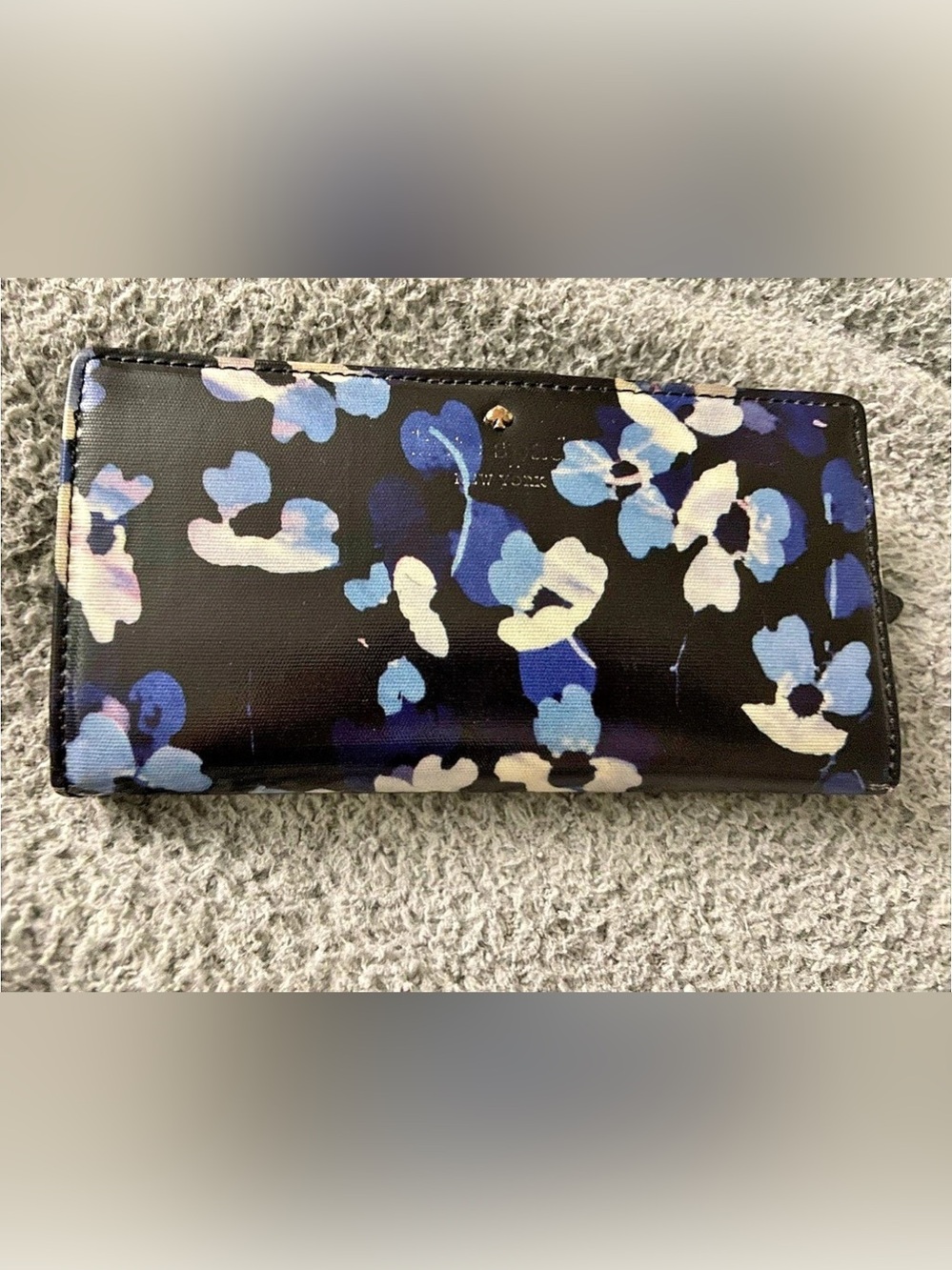 Kate Spade Floral Wallet in Black & Blue